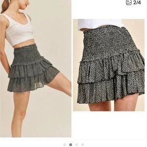 Elegant Black and White Ruffle Mini Skirt